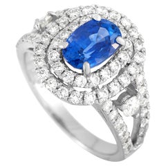 LB Exclusive Platinum 1.09 Ct Diamond and Sapphire Ring