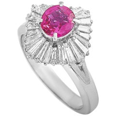 LB Exclusive Platinum 1.10 Carat Diamond and Ruby Ring