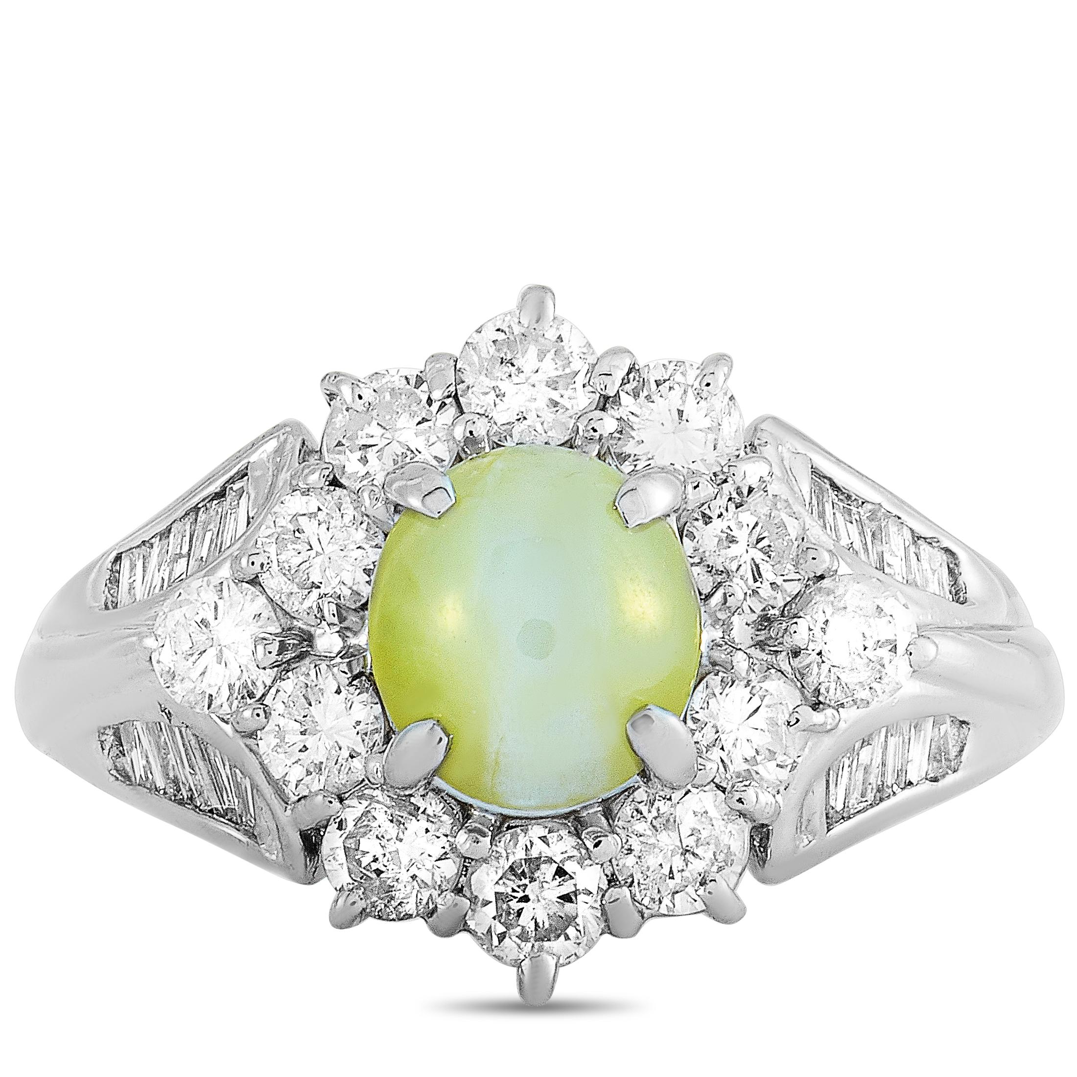 LB Exclusive Platinum 1.10 Carat Diamond and Cat's Eye Ring 1