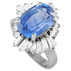 LB Exclusive Platinum 1.10 Ct Diamond and Sapphire Ring