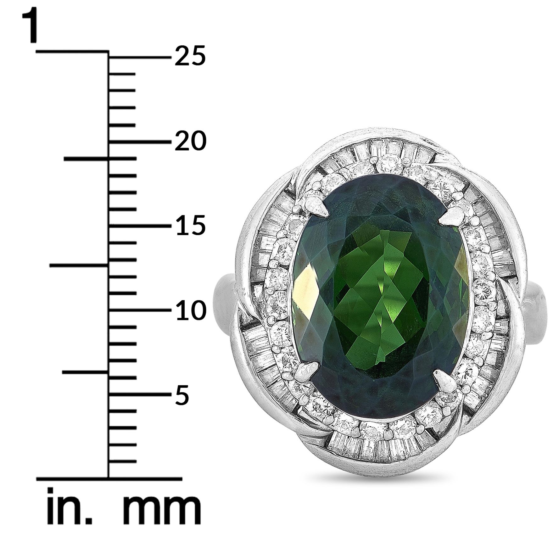 LB Exclusive Platinum 1.10 Carat Diamond and Tourmaline Ring 1