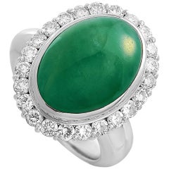 LB Exclusive Platinum 1.14 Carat Diamond and Jade Ring
