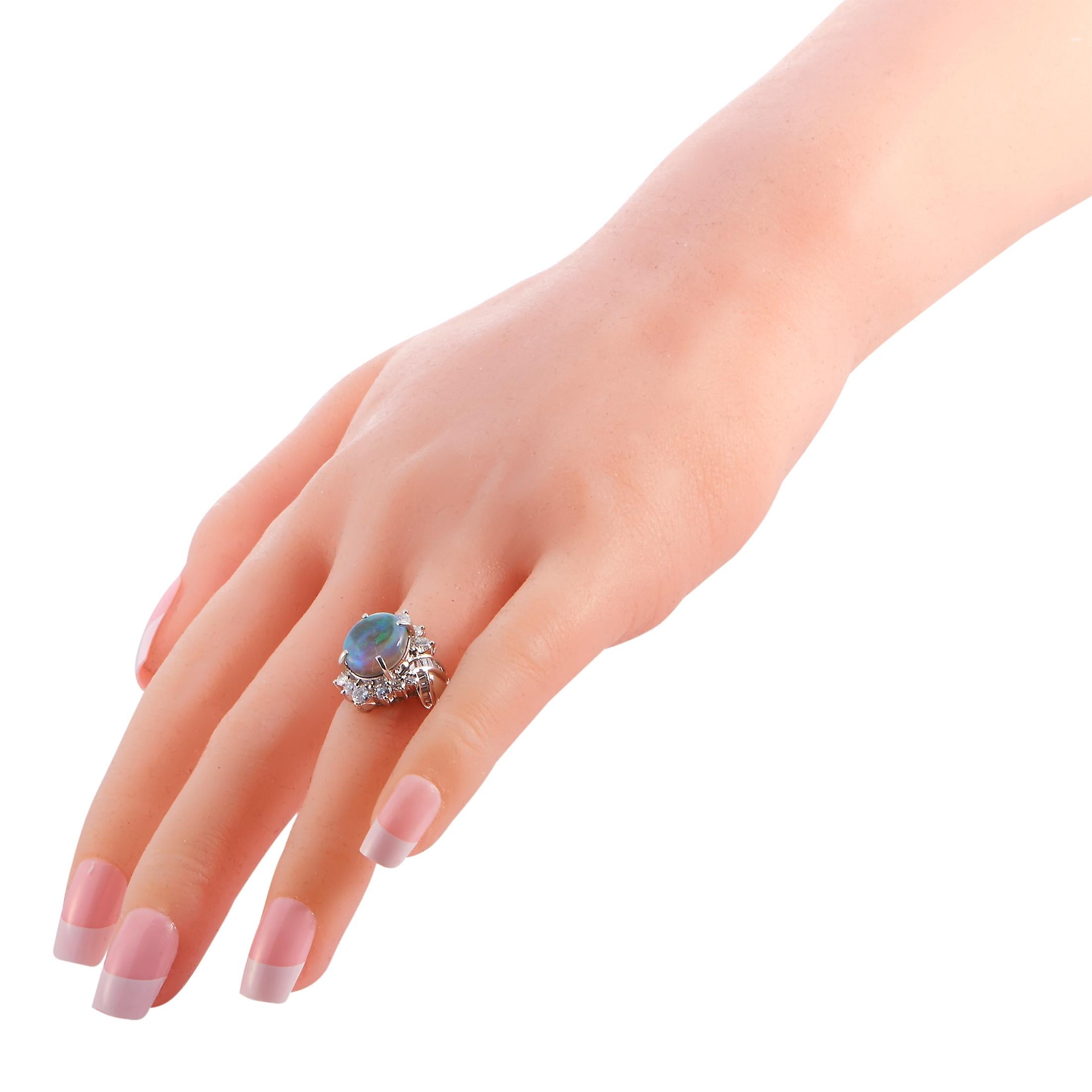 Women's LB Exclusive Platinum 1.14 Carat Diamond and Opal Ring