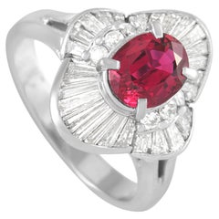 LB Exclusive Platinum 1.15 Ct Diamond and 1.47 Ct Ruby Ring