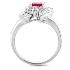 LB Exclusive Platinum 1.16 Carat Diamond and Ruby Ring