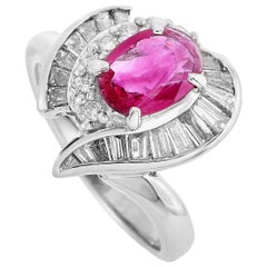 LB Exclusive Platinum 1.16 Carat Diamond and Ruby Ring