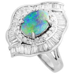 LB Exclusive Platinum 1.17 Carat Diamond and Opal Ring