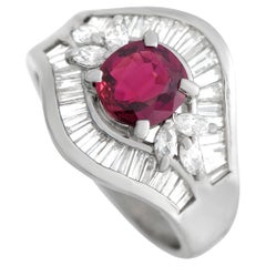 LB Exclusive Platinum 1.17 Carat Diamond and Ruby Ring