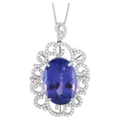 LB Exclusive Platinum 1.18 ct Diamond and Tanzanite Pendant Necklace