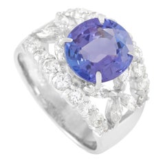 LB Exclusive Platinum 1.22 Carat Diamond and 3.07 Carat Tanzanite Ring