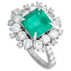 LB Exclusive Platinum 1.24 Carat Diamond and Emerald Ring