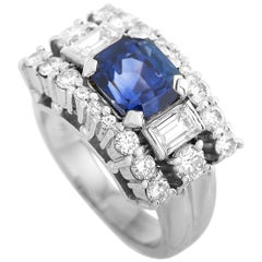 LB Exclusive Platinum 1.27 Carat Diamond and Sapphire Ring