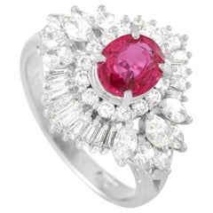 LB Exclusive Platinum 1.30 Carat Diamond and 1.08 Carat Ruby Ring