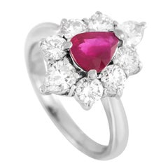 LB Exclusive Platinum 1.33 Ct Diamond and Ruby Ring