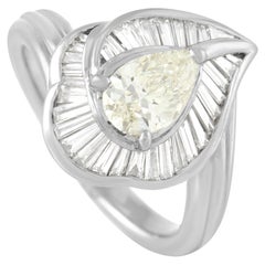 LB Exclusive Platinum 1.35 Ct Light Fancy Yellow and White Diamond Ring