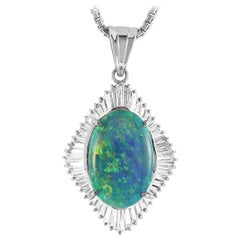 LB Exclusive Platinum 1.36 Carat Diamond and Black Opal Necklace