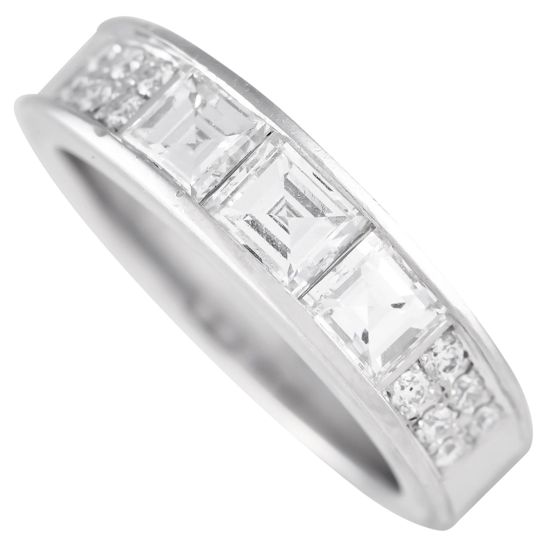 LB Exclusive Platinum 1.36ct Diamond Band Ring For Sale