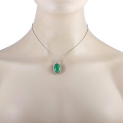 LB Exclusive Platinum 1.38 Carat Diamond and Jade Necklace