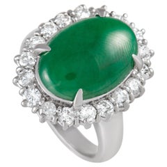 LB Exclusive Bague en platine avec diamant de 1,38 carat et jade