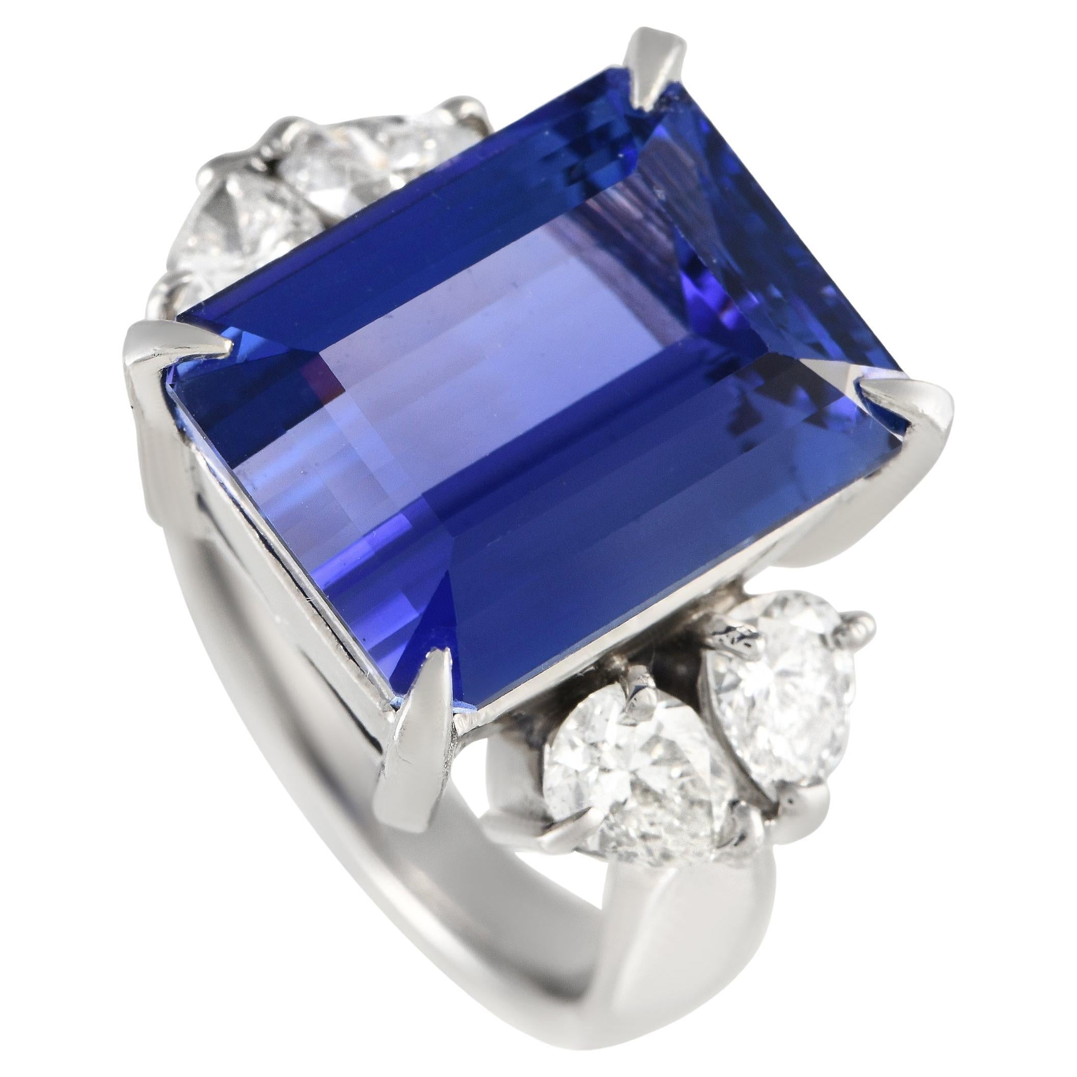 LB Exclusive Platinum 1.38ct Diamond and Tanzanite Ring MF36-100523