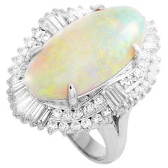 LB Exclusive Platinum 1.41 Carat Diamond and Opal Ring