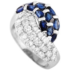 LB Exclusive Platinum 1.41 Carat Diamond and Sapphire Ring