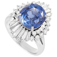 LB Exclusive Platinum 1.41 Carat Diamond and Sapphire Ring