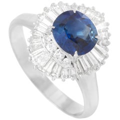 LB Exclusive Platinum 1.46 Carat Diamond and 2.11 Carat Sapphire Ring