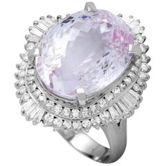 LB Exclusive Platinum 1.50 Carat Diamond and Kunzite Ring