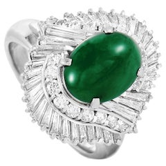 LB Exclusive Platinum 1.51 Carat Diamond and Jade Ring