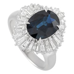 LB Exclusive Platinum 1.55 Carat Diamond and 2.84 Carat Sapphire Ring