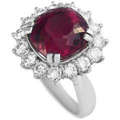 LB Exclusive Platinum 1.57 Carat Diamond and Tourmaline Ring