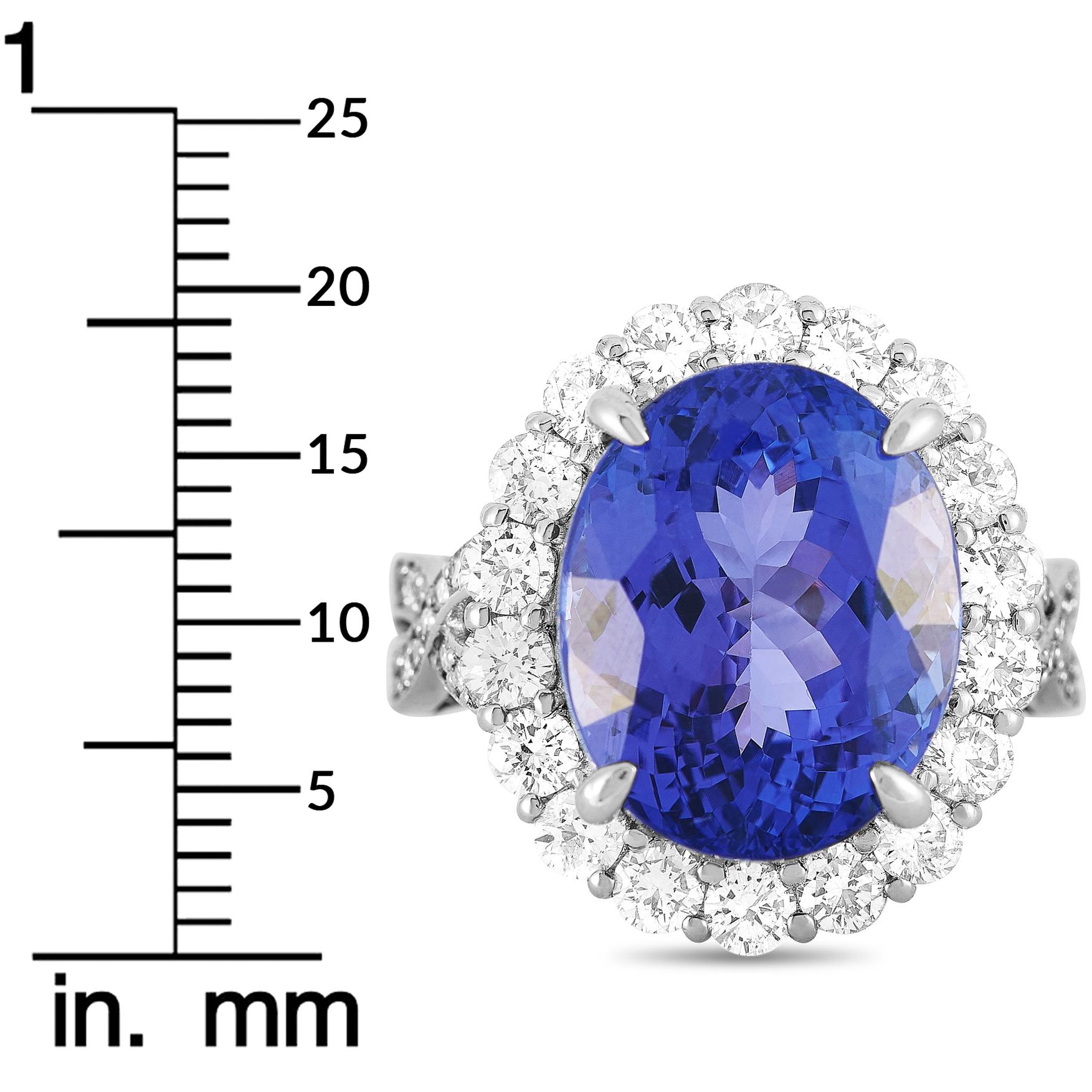 Women's LB Exclusive Platinum 1.60 Carat Diamond and Tanzanite Ring