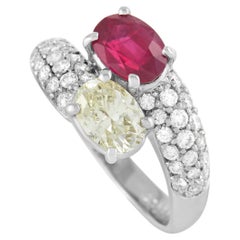 LB Exclusive Platinum 1.62 Ct Diamond and Ruby Ring