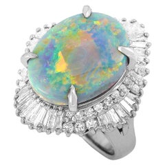 LB Exclusive Platinum 1.63 Carat Diamond and Opal Ring