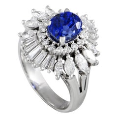 LB Exclusive Platinum 1.64 Carat Diamond and Sapphire Ring