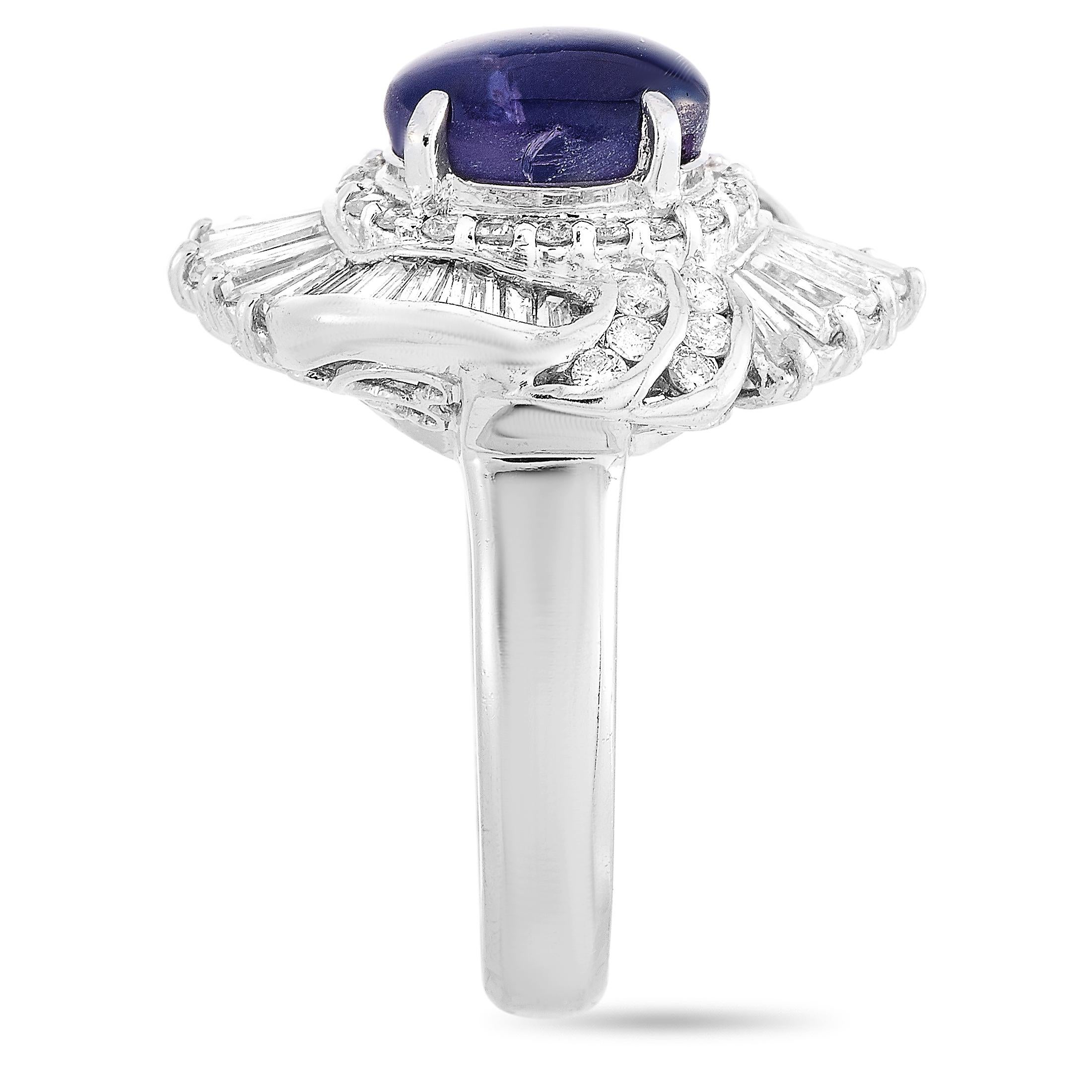 Mixed Cut LB Exclusive Platinum 1.69 Carat Diamond and Sapphire Ring