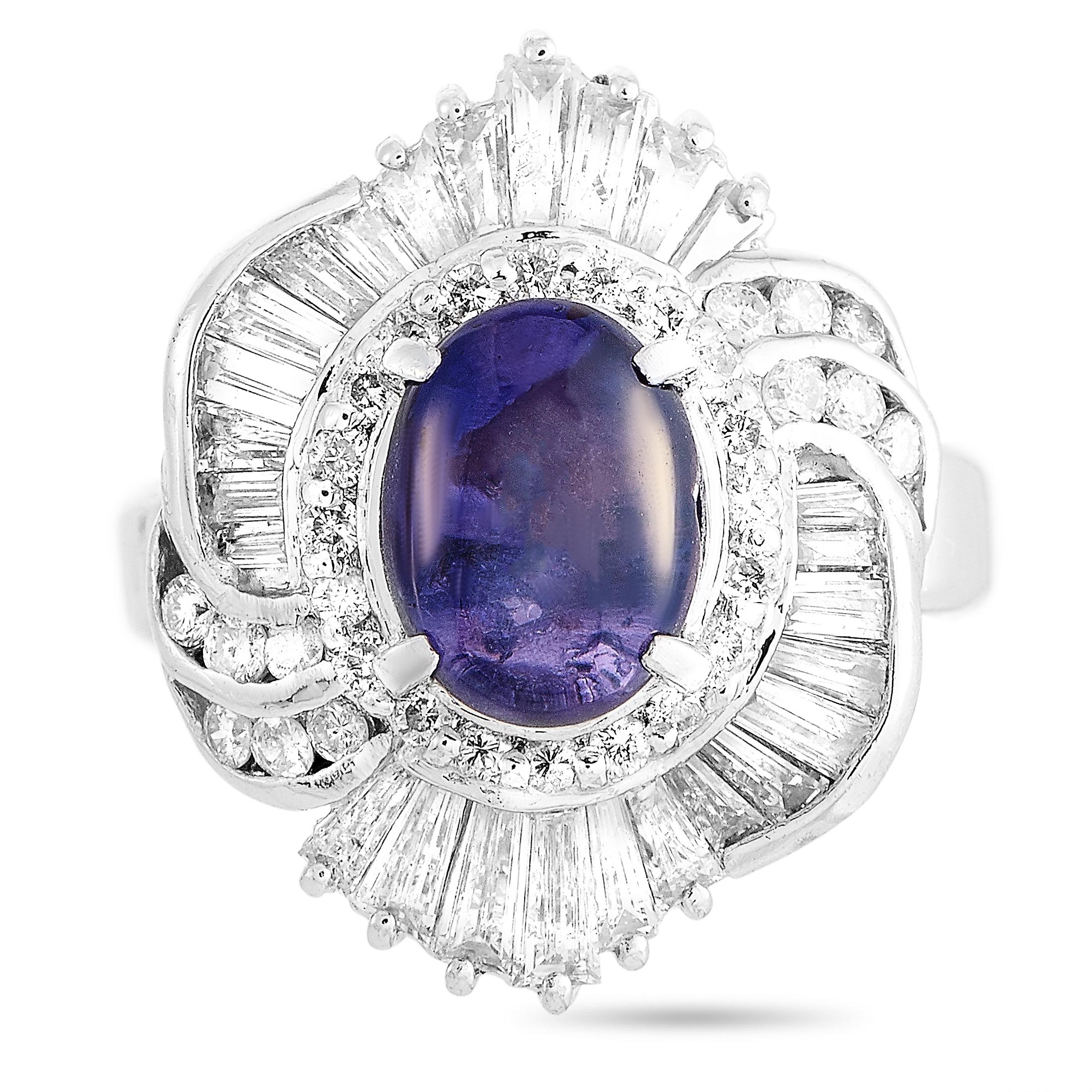 Women's LB Exclusive Platinum 1.69 Carat Diamond and Sapphire Ring