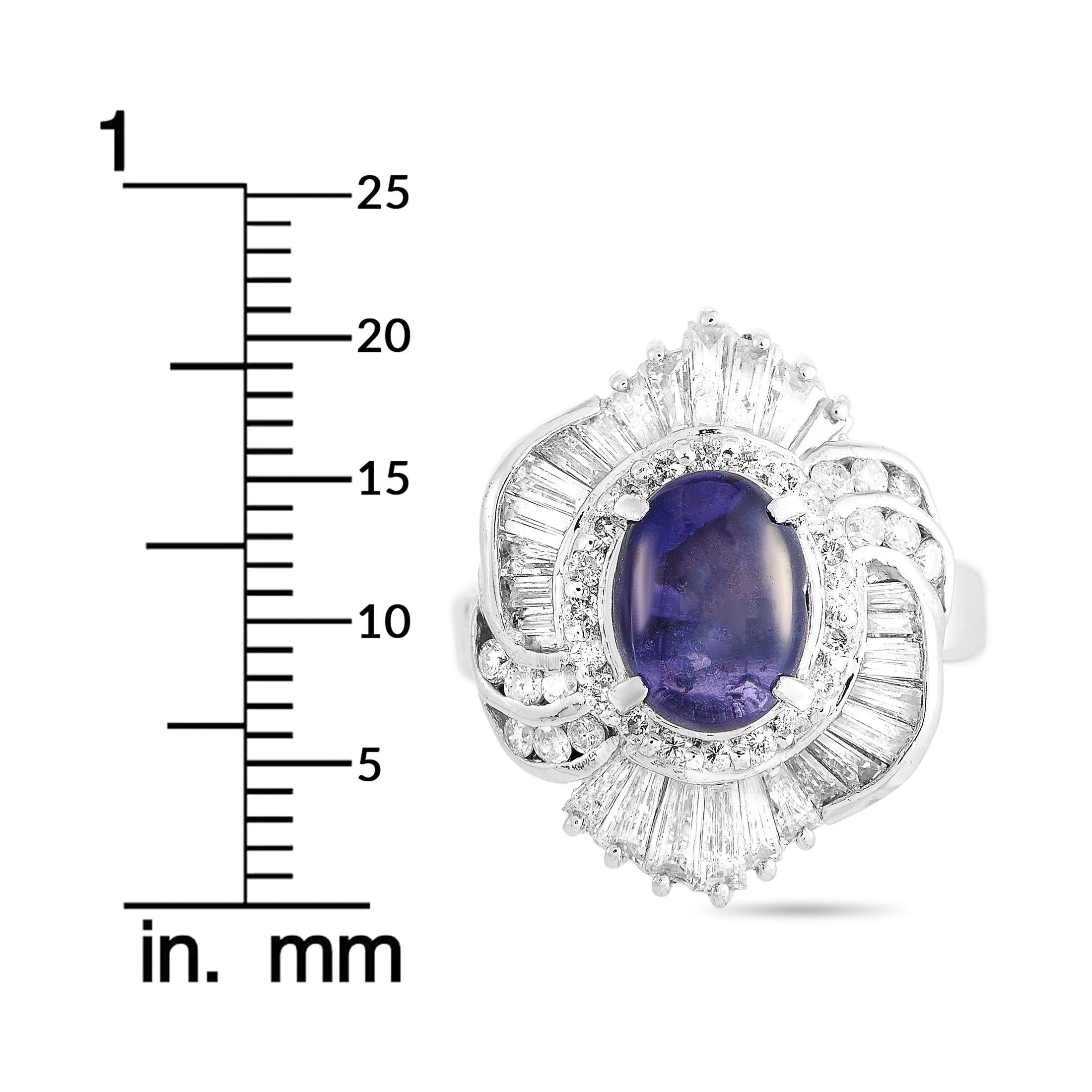 LB Exclusive Platinum 1.69 Carat Diamond and Sapphire Ring 1