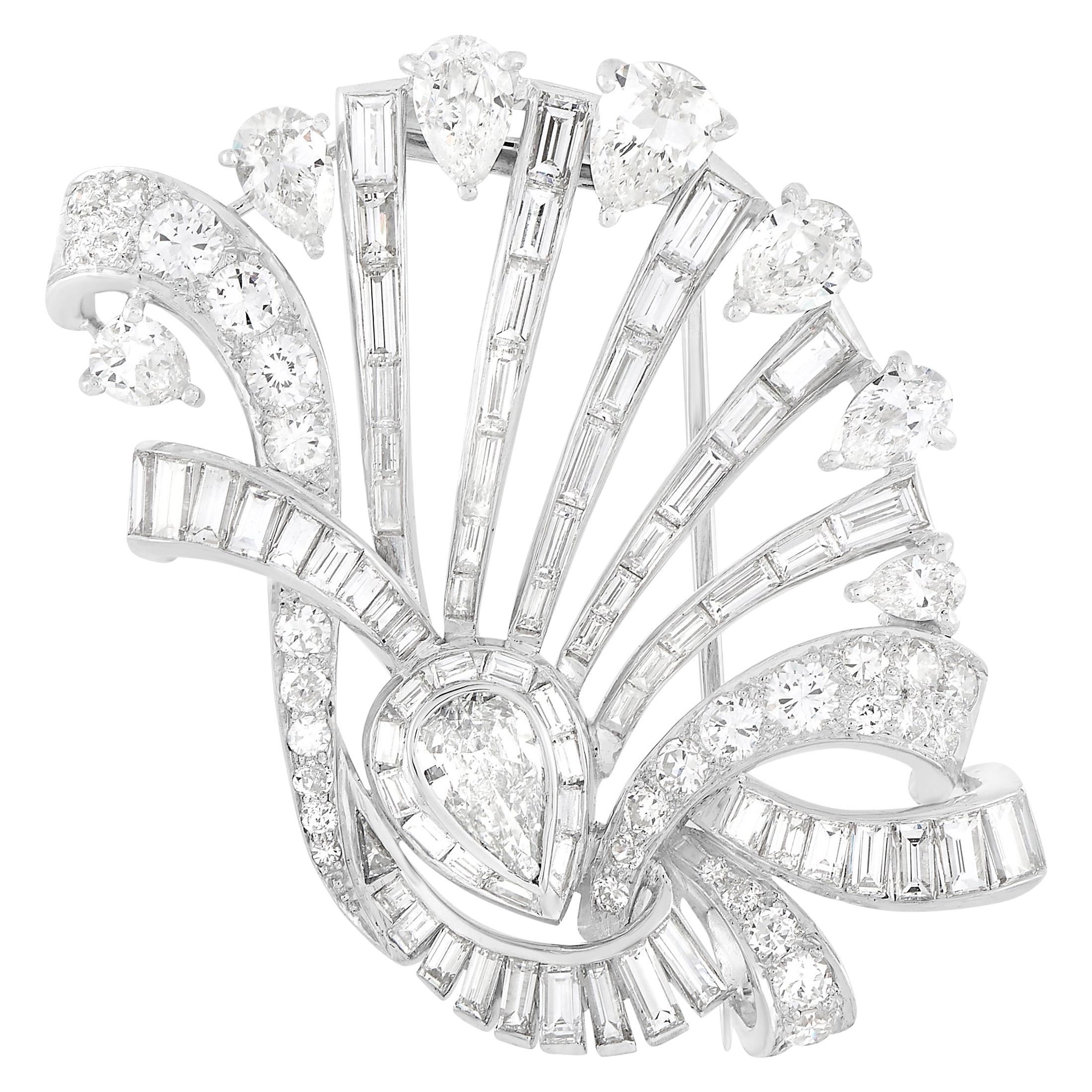 LB Exclusive Platinum 17.17 Ct Diamond Brooch