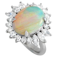 LB Exclusive Platinum 1.72 Ct Diamond and Opal Ring