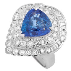 LB Exclusive Platinum 1.83 Carat Diamond and Sapphire Pear Ring LB Exclusive Platinum 1.83 Carat Diamond and Sapphire Pear Ring