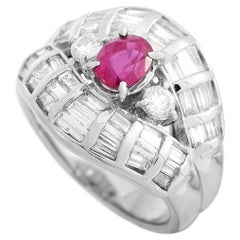 LB Exclusive Platinum 1.90 Ct Diamond and 1.15 Ct Ruby Ring