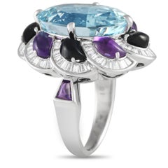 LB Exclusive Platinum 1.90ct Diamond, Aquamarine, and Amethyst Ring MF23-101123
