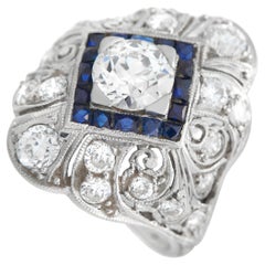 LB Exclusive Platinum 1.95 Ct Diamond and Sapphire Ring