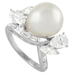 LB Exclusive Platinum 2.00 Ct Diamond and Pearl Ring LB Exclusive Platinum 2.00 Ct Diamond and Pearl Ring