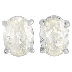 LB Exclusive Platinum 2.00 ct Diamond Oval Stud Earrings