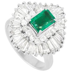 LB Exclusive Platinum 2.02 Carat Diamond and 0.94 Carat Emerald Ring