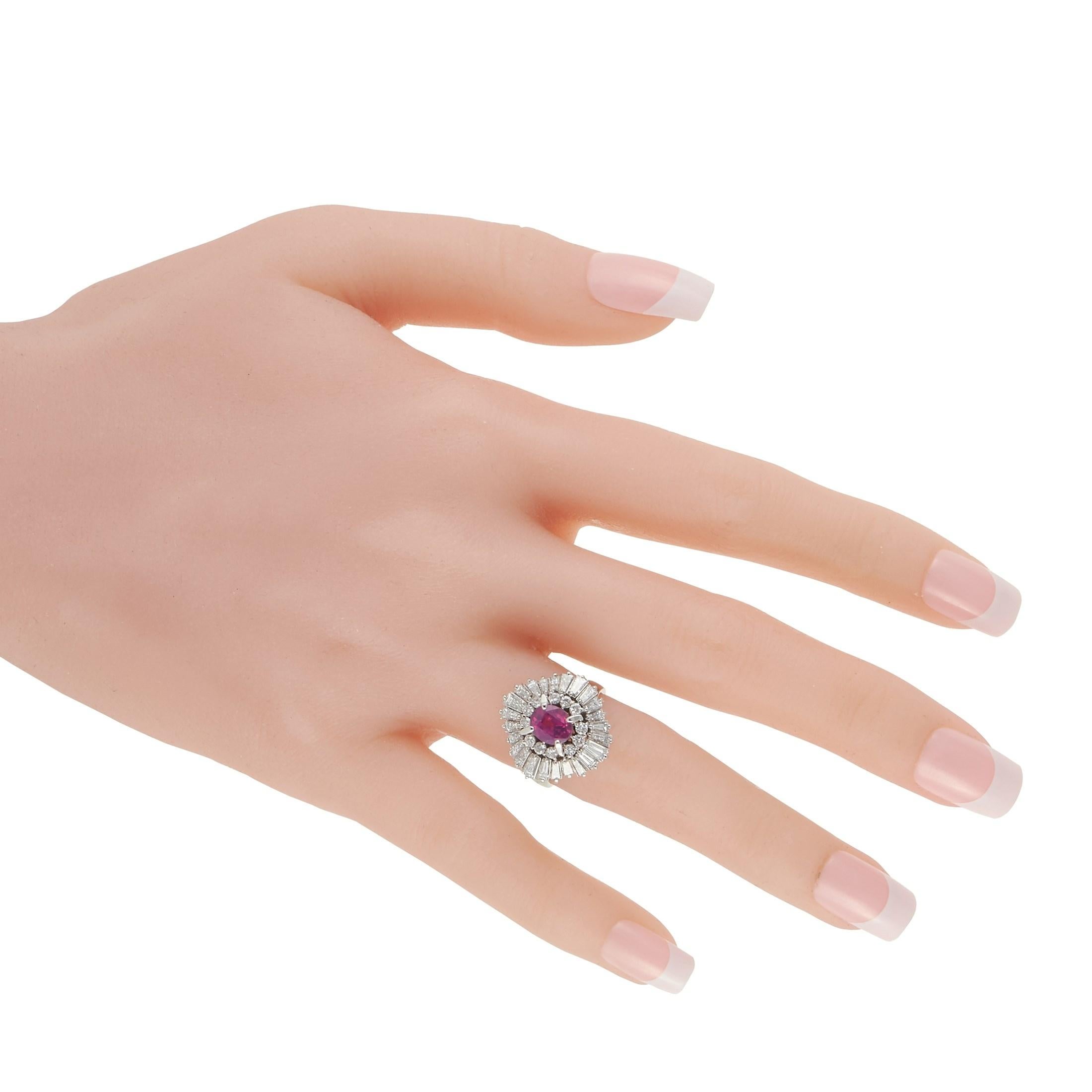 Mixed Cut LB Exclusive Platinum 2.05 Ct Diamond and Pink Sapphire Ring