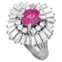 LB Exclusive Platinum 2.05 Ct Diamond and Pink Sapphire Ring